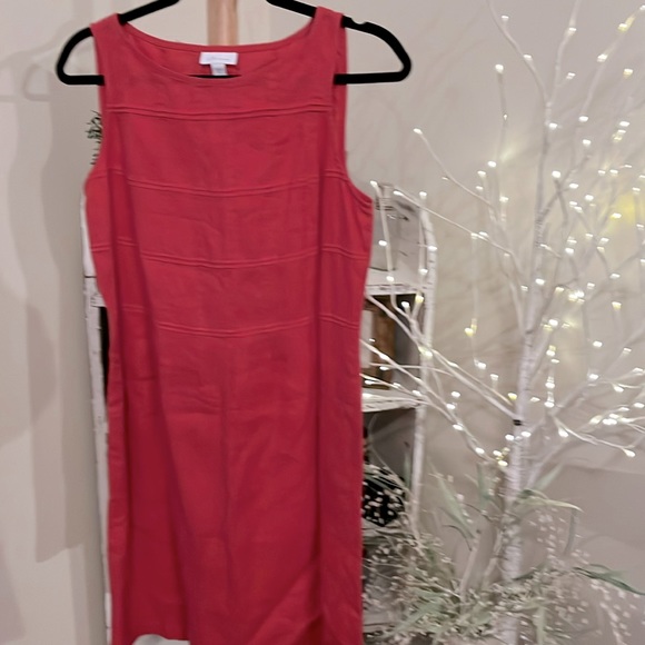 J JILL LOV LINEN XS deep, pink, beautiful a line dress,w/ pleasing in front EUC - Picture 1 of 5